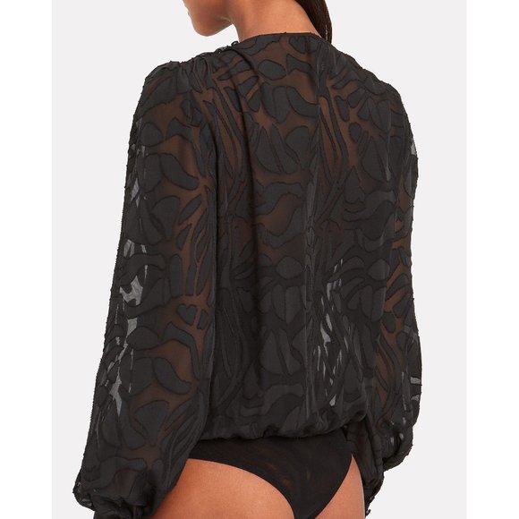 NIGHT NIGHT By Jonathan Simkhai Fil Coupé Black Long Sleeve Bodysuit - Picture 6 of 14